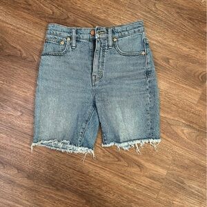 Madewell High Rise Mid Length Blue Denim Shorts